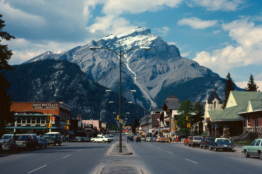 Banff Avenue and Cascade Mountain