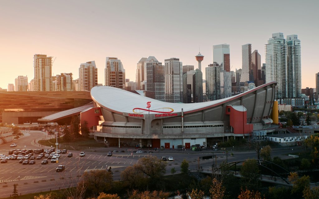 Stampede Park and the Calgary skyline