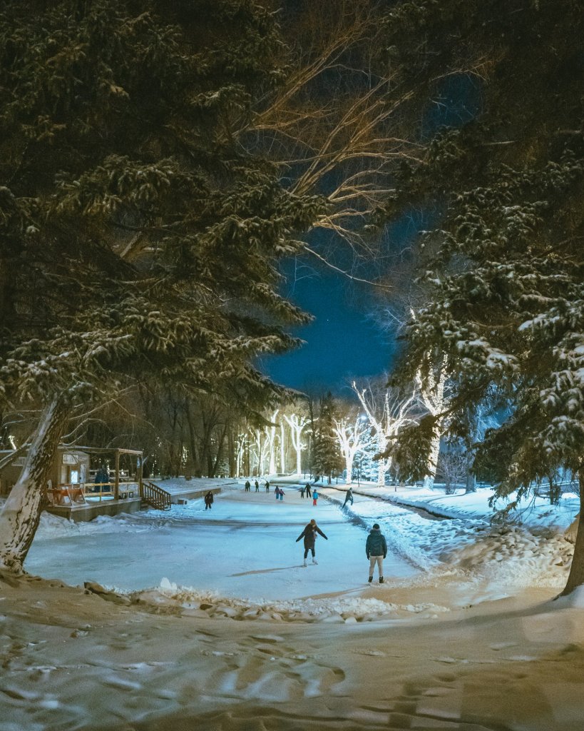 Winter skating path in a Calgary park